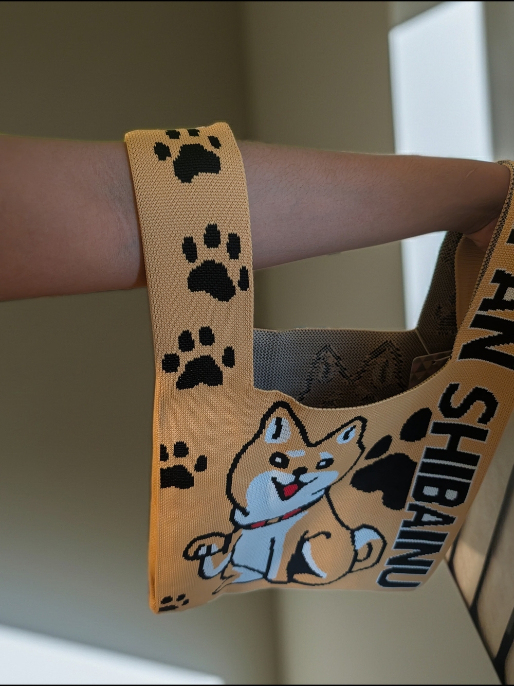 Source Unknown Yellow and Black Shiba Inu Tote Bag